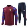 FC Barcelone Quarter Zip Ensemble Vestes d'Entraînement 2023-24 Rouge Pour Homme